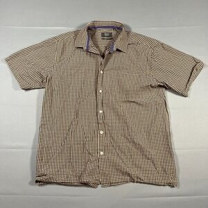 Oxemberg Opulento Dress Shirt Mens 44 Multicolor Micro Check Cotton Short Sleeve